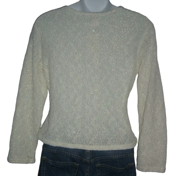 Vintage 90's Jonden Blouse Iridescent Lace Deadstock Top Ivory Gantos Soft Girl - Picture 4 of 9